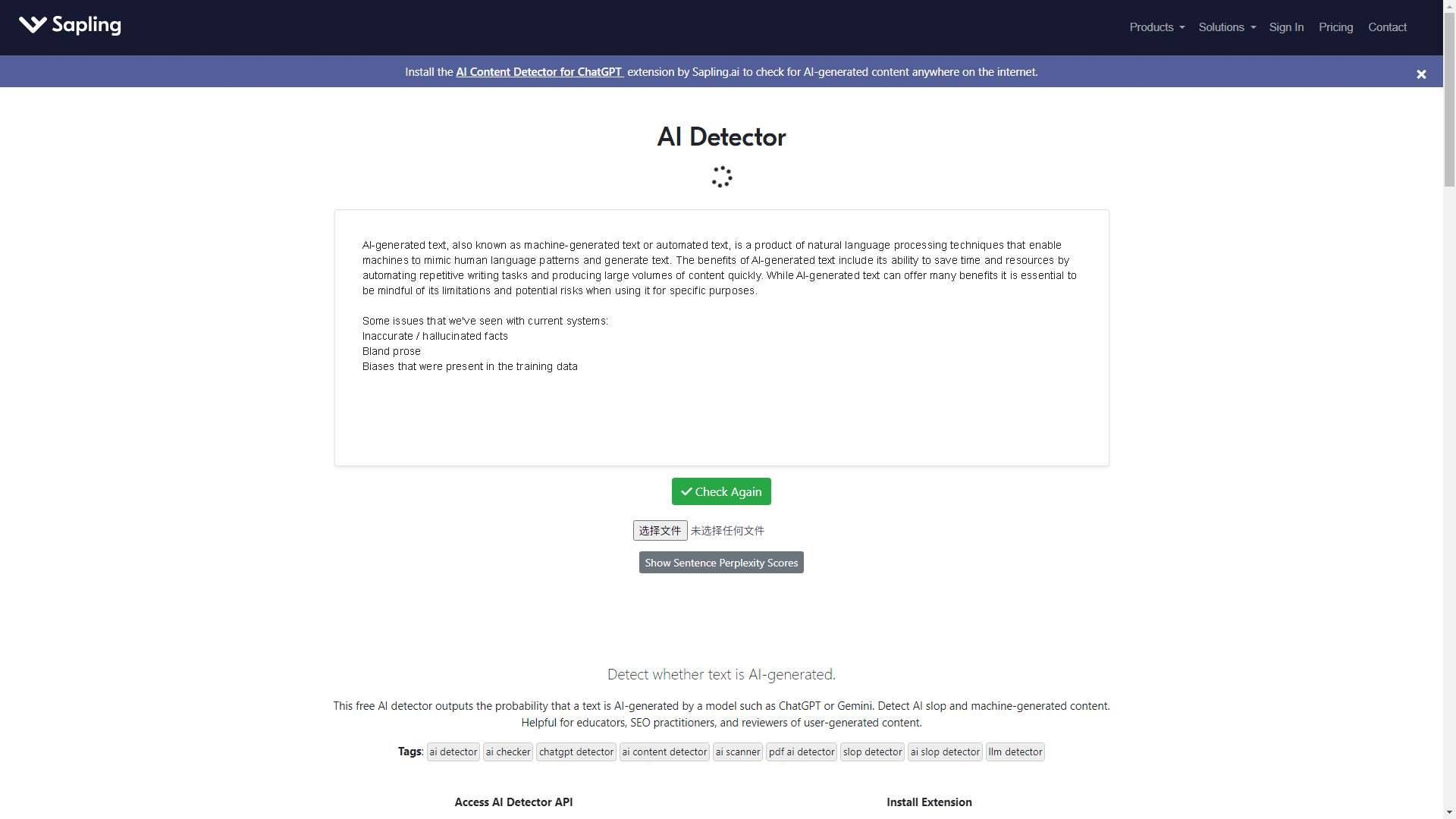 Sapling AI Content Detector